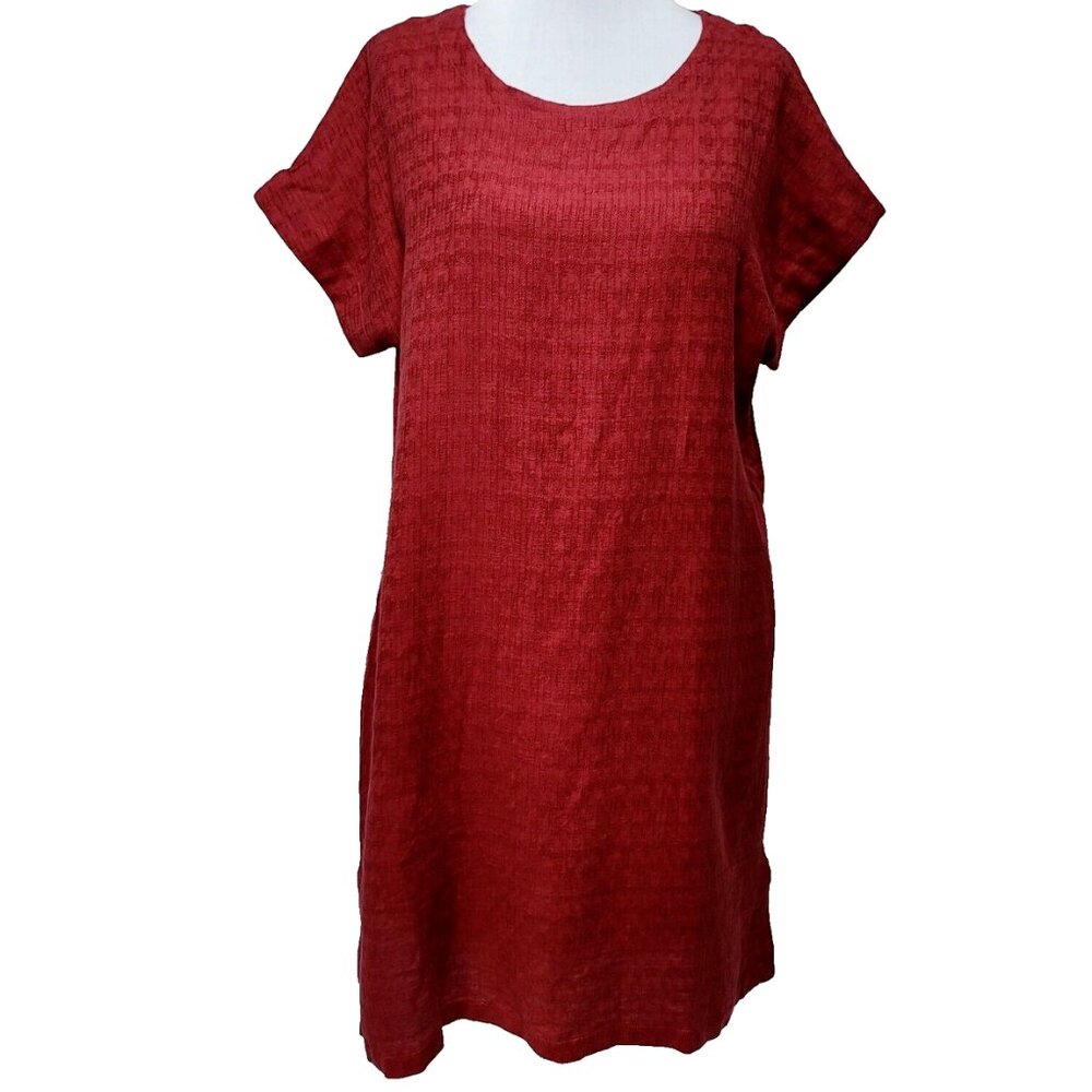 Soft Surroundings Remi Petite M Cotton/Linen Gauze Shirt Dress